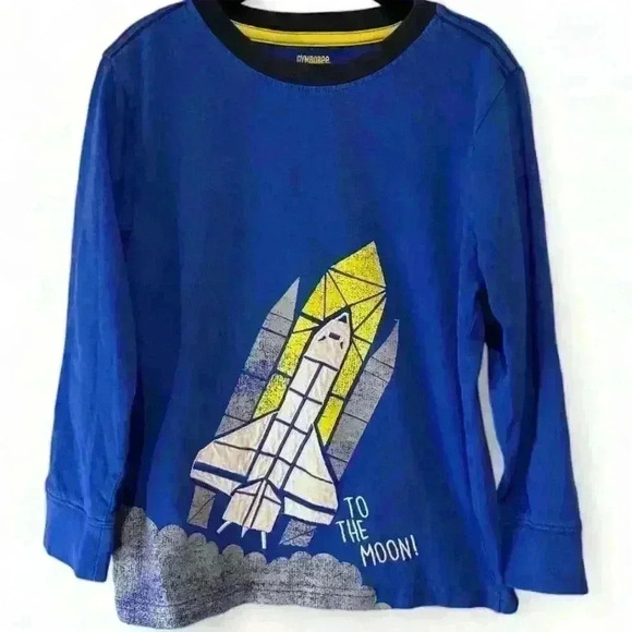 Gymboree Boys Long Sleeve "To The Moon" Tee Size 5T Blue Spaceship Graphic - Picture 1 of 6